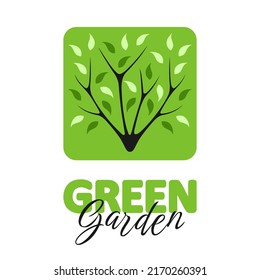 Green garden logotype. Best for web, print, polygraphy, businesscards, signboards, logo and branding design. Nature logo concept.	