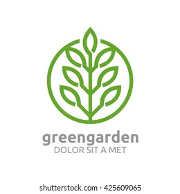 Green Garden Natural Ecology Abstract Design Concept, Logo, Logotype element for template Farming Industry