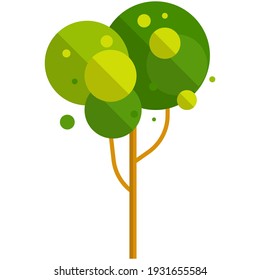 Green garden or park tree flat vector. Plant for landscape design. Spring nature greenery isolated on white background