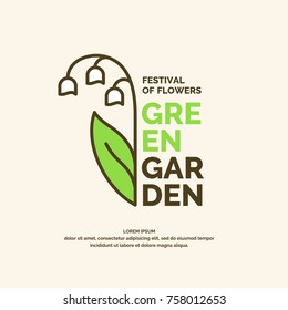Green garden poster. Vector illustration for festival of flowers.
