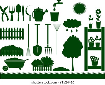 green garden tools for household isolated