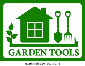 green garden tools symbol. isolated gardening icon