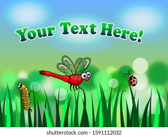 green garden with various types of insects