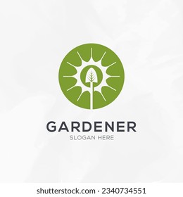 Green gardener environment logo template vector illustration.