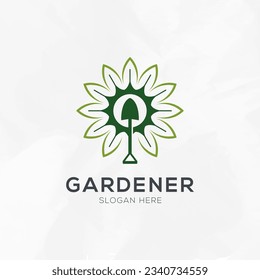 Green gardener environment logo template vector illustration.