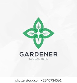 Green gardener environment logo template vector illustration.