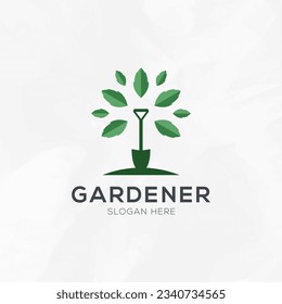 Green gardener environment logo template vector illustration.