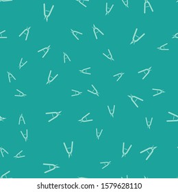 Green Gardening handmade scissors for trimming icon isolated seamless pattern on green background. Pruning shears with wooden handles.  Vector Illustration
