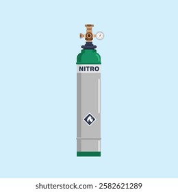 green gas cylinder tank, nitrogen bottle container, hydrogen, propane and butane lpg gas cylinder fuel logo illustration