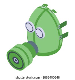 Green gas mask icon. Isometric of green gas mask vector icon for web design isolated on white background