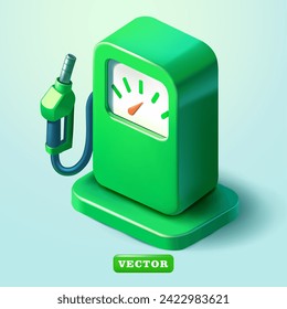 Green Gas Pump, 3d vector. Suitable for green energy, clean energy and environment