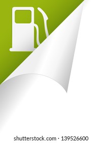 green gas pump icon in page peel