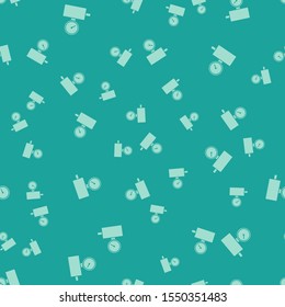 Green Gauge scale icon isolated seamless pattern on green background. Satisfaction, temperature, manometer, risk, rating, performance, speed tachometer.  Vector Illustration
