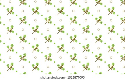 Green Gazania Flower with Circle and Dots Pattern Background