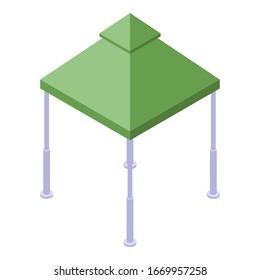 Green gazebo icon. Isometric of green gazebo vector icon for web design isolated on white background