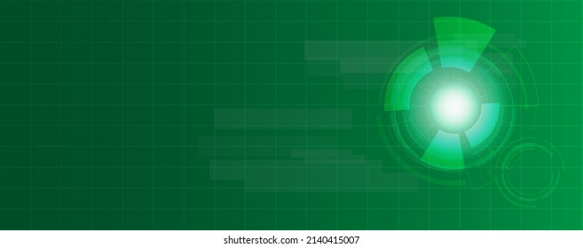 Abstraktes Technologieinnovationskonzept für grüne Zahnräder, Vektorhintergrund und leuchtendes Licht mit einigen Elementen dieses Bildpanoramas