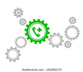 green gear icon - emergency call