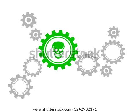 green gear icon - skull