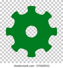 Green Gear interface pictogram. Vector pictograph style is a flat symbol on chess transparent background.