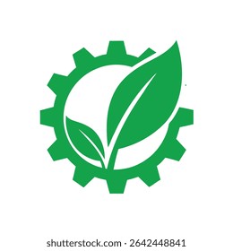 Green Gear Leaves Eco Friendly Nature Symbol Logo vector