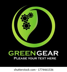 Ilustración del diseño del logotipo del engranaje verde. adecuado para mecánicos, marcas, medios, etc.