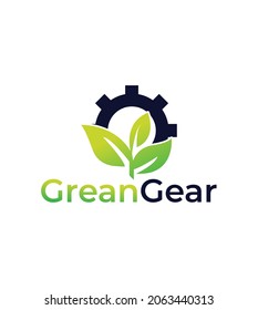 Green gear logo design template