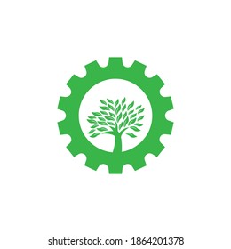 Logo des grünen Zahnriemen. Eco-Gear-Symbol. Erfolgssymbol.