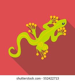 Green gecko icon. Flat illustration of green gecko vector icon for web