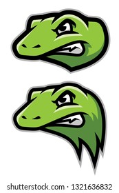 Green Gecko, Lizard, Reptile Head Logo Mascot