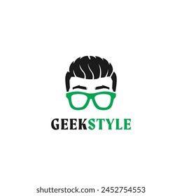 Green Geek Boy Logo Symbol Template Flat Style Design Vector