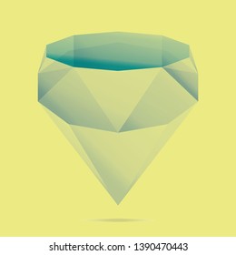 
green gem on a yellow background, polygonal gem