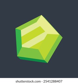 green gemstone in flat vector design.