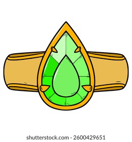 green gemstone ring illustration hand drawn isolated vector