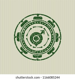 Green gender dysphoria icon inside distressed grunge stamp