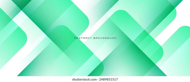 Green geometric abstract background overlap layer on bright space with cutout shape effect decoration. Modern graphic design element rounded style concept for web banner, flyer, card or brochure cover