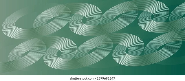 green geometric abstract background overlapping layers on bright space with line effect decoration. Circle style concept modern graphic design element for banner, flyer, card. vector