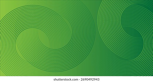 green geometric abstract background overlapping layers on bright space with line effect decoration. Circle style concept modern graphic design element for banner, flyer, card. vector	