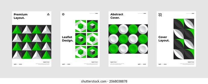 Resumen del paquete de diseño de ilustración geométrica. Diseño de la colección de plantillas de folletos de identidad de la empresa. Portada moderna del informe corporativo. Diseño de textura en segundo plano página principal maqueta conjunto. Catálogo. Vector