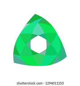 Green geometric abstract logo template, logotype, emblem. Triangle element