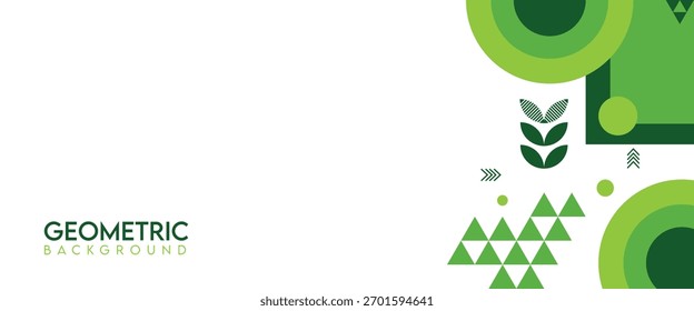 Abstractas geométrico verde – Fondo moderno con Formas y motivos de hojas en el espacio blanco