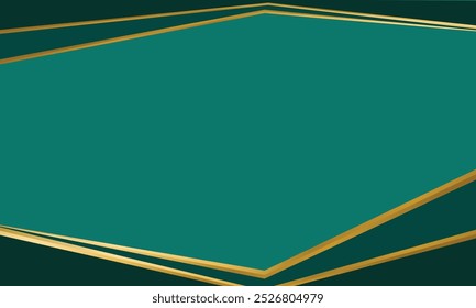 green geometric background with golden line variations with free area in the middle