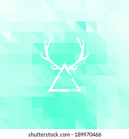 Green geometric background with hipster stamp