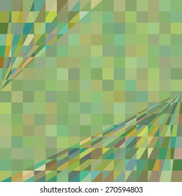 Green geometric background with squares and perspective corner lines