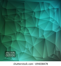 Green geometric background with triangles. Blurred gradient mosaic pattern. Vector illustration.