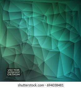 Green geometric background with triangles. Blurred gradient mosaic pattern. Vector illustration.