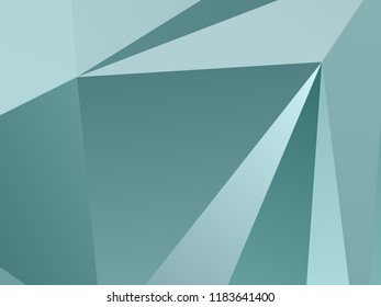 Green geometric background with triangles of different shapes and sizes. A combination of geometric shapes. Modern minimalist style Vector illustration Abstract paper, polygonal pattern, origami style