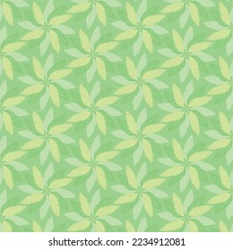 Fondo geométrico verde con patrón vegetal. Patrón decorativo sin fisuras para envolver papel, papel pintado, textil, tarjetas de felicitación e invitaciones.