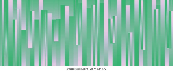 Green geometric background with vertical stripes. The background features a green gradient with a smooth texture and modern style. Surreal geometric bar pattern background. Green background vector.