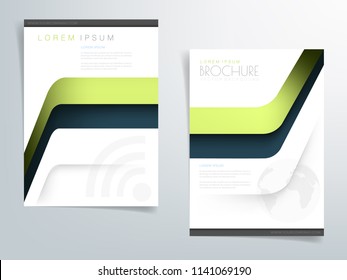 Green geometric brochure vector background header flyer design overlap layer on white and green dark element with space for design