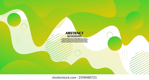 Green geometric business banner design. Creative banner design with wave and circle shapes on bright background for template. Simple horizontal banner. Vector Eps10